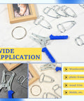 Huge 23 Pc Miter Spring Clamp Kit With Heavy Duty Stainless Steel Pliers For Woodworking, Picture Frame Assembly, And Wood Trim Molding Perfect For DIY Pros And Home Builders Who Need Strong, Rust Proof Clamps That Grip Tight Every Single Time Without. spring clamps with blue-handled pliers for picture frame and wood trim assembly