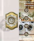 Octagonal Diamond Crystal Doorknob In Antique Brass Finish, Keyless Passage Door Knob Ideal For Hall Closet Pantry Or Laundry Room, Heavy Duty Zinc Rosette Plate, Durable Interior Door Hardware 1 Pack, with crystal details on door