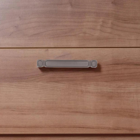 Front view of 2 Pack Zinc Alloy Kitchen Cabinet Door Handles Retro Drawer Pulls Vintage Wardrobe Handles For Home And Office Furniture Hardware Stylish Easy Grip Pulls For Cabinets And Dressers installed on wooden drawer.