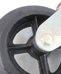 Real Deal Heavy Duty Scaffold Casters Set Of Four 8x2 Black Rubber Mold On Steel Wheels With Solid Locking Brakes close-up of 8x2 rubber wheel