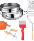 Pro Grade Beekeeping Honey Harvest Kit With Stainless Steel Strainer, Frame Grip, Uncapping Fork And Roller, Honey Gate And Queen Catcher