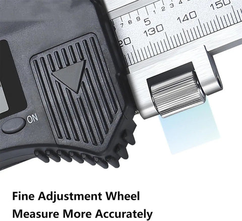 Digital Caliper 0-800mm/31.5 Inch close-up showing fine adjustment wheel for precise measurements and LCD display.