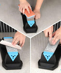 Diamond Whetstone Knife Sharpener With 3 Grit Levels 150 Coarse, 325 Medium, 1200 Extra Fine Pro Grade shown in use