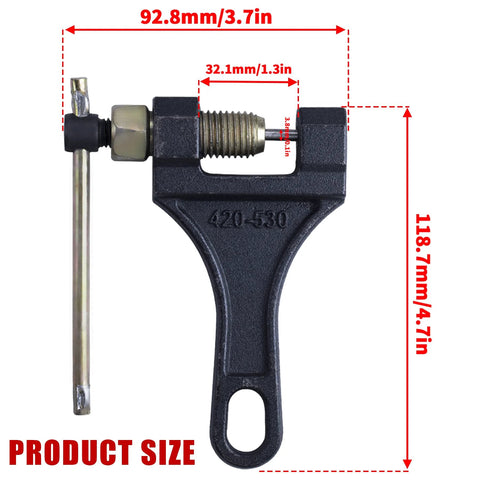 Stylemafia 420-530 chain breaker tool, black metal with adjustable screw and pin