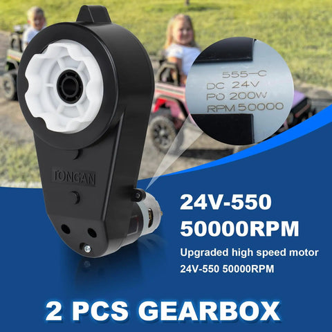2 Pack 24V RS555 Motor Gearbox 50000RPM High Speed Upgrade Kit For Kids Ride On Toys Replacement Parts