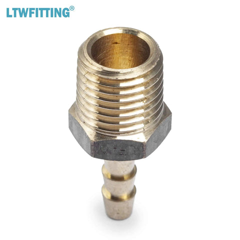 Heavy Duty Lead Free Brass Barb Coupler And Connector 3/16 Hose Barb By 1/4 Male Npt Pipe Thread Fitting close-up view