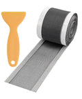 Hair Catcher for Shower-Self-Adhesive Drain Strainer Filter Roll displayed with a yellow scraper on a white background.
