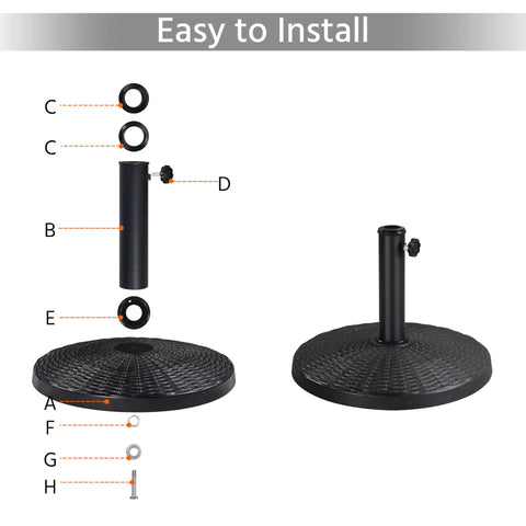 Assembly steps for 22 lb base of 9 Ft Patio Umbrella With 22 Lb Base Included For Stable Outdoor Dining
