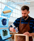 Man using Fast Cure 5 Minute Epoxy Kit 3.4oz Clear High Strength 2 Part Glue With Mixing Tools Waterproof Adhesive on wood frame