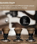 Three 58.35mm Espresso Tamper With Spring Loaded Return And Adjustable Depth Pro Grade Stainless Steel Ripple Base displayed