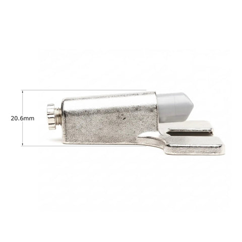 4 Pack Nexis No Slam Soft Close Cover Caps For 95 100 110 And 125 Degree Cabinet Hinges Quiet Door Damper Insert And Soft Close Adapter For Smooth Noise Free Closings. Side view, 20.6mm hinge damper insert, metal and plastic.