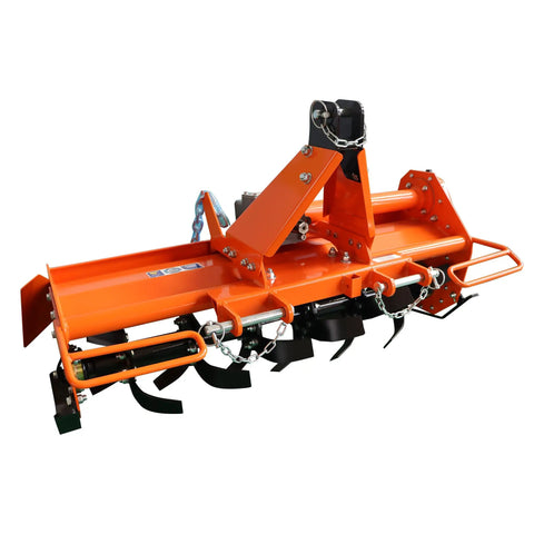 3 Point 49 Inch Rotary Tiller Attachment For Cat 1 Tractors, PTO Driven Cultivator With Replaceable L Shaped Tines