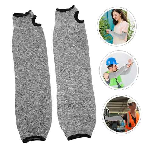 Tough As Nails Cut Resistant Arm Sleeves With Thumb Hole Grip Breathable Mesh Work Guards For Mechanics And Gardeners, gray, protecting forearms.