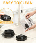 Keerain Automatic Electric Citrus Juicer With Dual Cones, One Touch Easy Operation Machine in action, showing easy cleaning features.