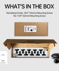 Slick Matte Black Cabinet Knobs Heavy Duty Zinc Alloy set in a box with mounting screws for easy installation.