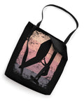 Retro Wingfoil Tote Bag For Men With Vintage Wingsurf Design 16x16 black bag showing silhouette against a pink sunset.