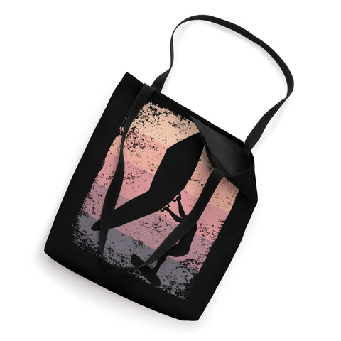 Retro Wingfoil Tote Bag For Men With Vintage Wingsurf Design 16x16 black bag showing silhouette against a pink sunset.