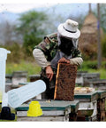 Beekeeper using Set Of 30 Queen Bee Roller Cages For Beekeeping Must Have Lightweight Plastic Rearing Cups Kit in an apiary