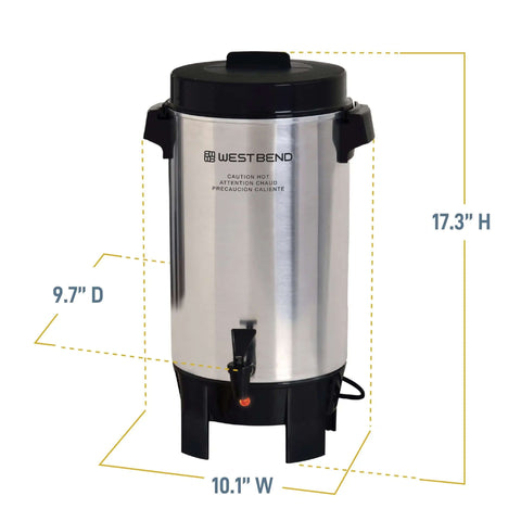 42-Cup Coffee Urn With Automatic Temperature Control, Quick One Cup Per Minute Brew, Easy Cleanup, Large Silver Server