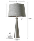 25.75 Inch Table Lamp Set Of 2 For Living Room And Bedroom, Touch Dimming 3 Way Lamps With USB Charging Port, Silver Fabric Shade