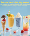 Frozen treats display with ice cream cups and text for Outer Bowl Lid With Paddle Replacement For Ninja Ice Cream Maker Creami, Reusable Lid With Blade, Replacement Parts For NC299AMZ NC300 NC301 Series, Dishwasher Safe, No-Fuss Easy-Swap Fit, Durable Kitchen Accessory