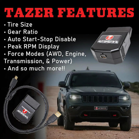 Tazer OBD2 Plug In Module For Dodge Challenger 2015 To 2023, Dodge Charger 2011 To 2023 with USB cable and Jeep Grand Cherokee