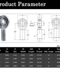 Five Eighth Inch Heim Joints Rod End Kit JMX Series Three Piece Beefed Up Chromoly Joints Panhard Rod End Kit With Jam Nuts Four Pack Premium PTFE Liner Reinforced With Kevlar For Longer Lasting Performance Easy To Install. 5/8-inch rod end with dimensions chart