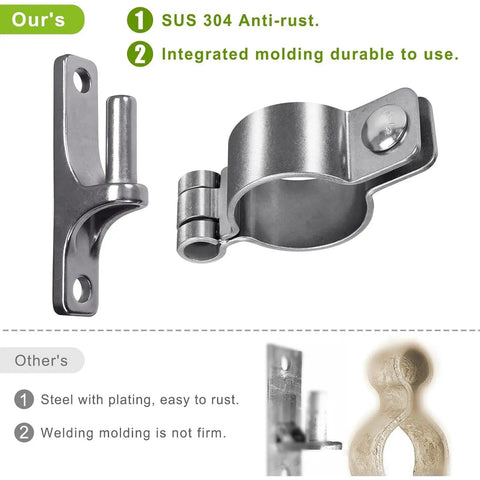 Heavy Duty Stainless Steel Gate Hinge With Wall Mount And Screw Mount Fits Fence Posts Up To 35mm Rustproof Sturdy Gate Post Hinge