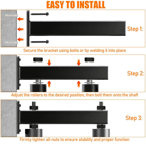 Installation steps for 6 Inch Slide Gate Guide Roller With UHMW Nylon Durable Adjustable Support Assembly For Sliding Gates Prevents Tilting And Falling Black Heavy Duty Smooth Operation Under Heavy Loads Keeps Gates Aligned And Moving Freely