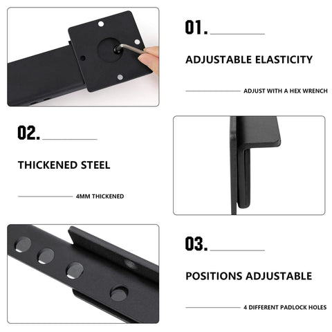 9 Inch Flip Gate Latch Lock With Four Padlock Holes Heavy Duty Four Millimeter Carbon Steel Adjustable Door Latch detailed features
