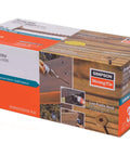 Heavy Duty Exterior Grade Timber Screws Featuring Double Barrier Coating And Killer Sawtooth Tips That Slide Right In Without Any Predrilling Hassle Top Shelf For Outdoor Framing Premium T40 Drive Washer Head Wood Fasteners Tan Pack Of 50 in a box with images and details.