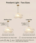 HLRCB Indoor Pendant Light, Fabric Pleated Shade, Modern Suspended Mount in two sizes, fabric and iron materials.