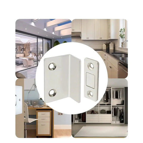 8 Pack Strong Magnetic Cabinet Catches Punch Free Door Stopper for kitchens and furniture in home settings, no drill required