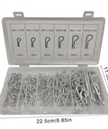 Cotter Pins 150 Piece Assortment Kit Spring Clips Retainer Pins For Hitches Machinery Tractors Farm Equipment Engines Trucks Cars And Garden Easy Locking No Slip Quick Install And Safe Disassembly Must Have For Any Quick Fix. plastic case with assorted spring steel cotter pins