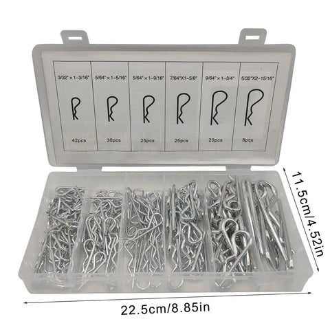 Cotter Pins 150 Piece Assortment Kit Spring Clips Retainer Pins For Hitches Machinery Tractors Farm Equipment Engines Trucks Cars And Garden Easy Locking No Slip Quick Install And Safe Disassembly Must Have For Any Quick Fix. plastic case with assorted spring steel cotter pins