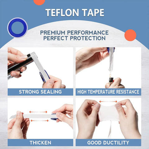 Heavy Duty PTFE Plumbers Tape For Sealing Threads On Water Pipes And Shower Heads One Roll Thick High Density