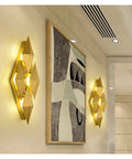Modern Nordic Wall Sconces Upgrading Living Room Or Bedroom Vibe With Glare Free Led Accent Lighting Sleek Minimalist Design Slaps On Walls For Chill Ambiance Perfect Bedside Hallway Lamp 28 Cm featuring gold wall sconces beside abstract art.