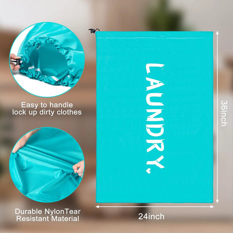 Two Pack XL Travel Laundry Bags With Drawstring Closure, Machine Washable Dirty Clothes Organizer, 24 x 36 Inches, nylon material