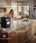 Nugget Ice Maker For Countertop With 44 lb Per Day Capacity Self Cleaning Black Stainless Steel Portable Ice Machine in kitchen