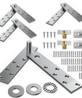 Hidden Door Hinge Set Heavy Side Type For Wood Doors And Bookshelves, 2 pack pivot hinges, screws, and plates visible