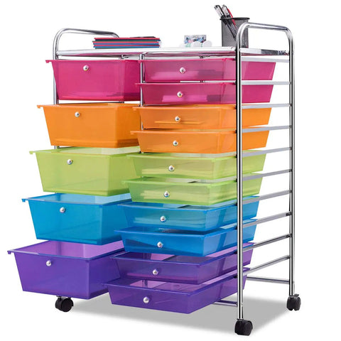 Versatile Rolling Storage Cart With 15 Drawers For Keeping Your Home Office Spotless And Fast Gear Swaps During Any Daily Grind Or Weekend Maker Project