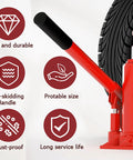 Heavy Duty Floor Jack Handle Replacement Built Like A Tank With Rock Solid Non Slip Grip Fits 20 To 32 Ton Hydraulic Car Jacks Compact Red Steel Lifting Bar detail with anti-skid grip and durable design.