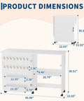 Dimensions of Totally Legit Folding Sewing Table With Quick Charge Port and Smooth Rolling Base, showing compact size and storage features.