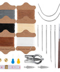 Pro Grade Leather Sewing Kit With Waxed Thread, 22 Pcs, 6 Color Spools, Hand Stitching Essentials, Sewing Repair And DIY Craft Kit, Needles