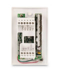 FlatStat Thermostat With Two Stage Heating And Two Stage Cooling For Gas Electric Heat Pumps And Hydronic Systems Auto Changeover LED Indicator And Thermostat Locking To Keep Your Settings Safe, back view showing wiring and circuit board.