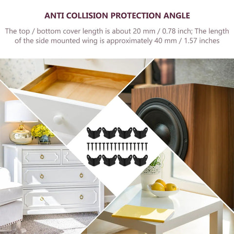Black Iron Corner Guards For Cabinets And Speakers, Tough As Nails Heavy Duty Metal Corner Protectors, set with screws