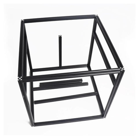 Heavy Duty 3D Printer Frame Kit With No Sweat Blind Joint Design 2020 Aluminum Extrusion And 6mm T Slot Profile For Quick Assembly. Black frame structure.