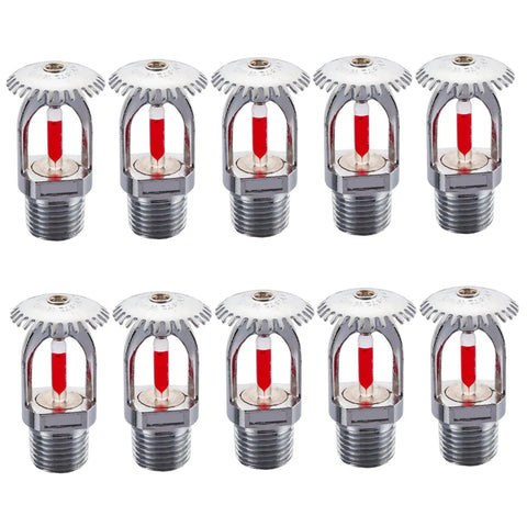 Top Tier Fire Sprinkler Head Set With Quick 155 Degree Trigger And Upspray Water Design Using Half Inch Threads For Homes Or Shops Wanting Badass Safety Gear That Actually Works Flawlessly, set of 10 copper heads.