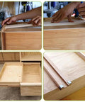 Installation of Built Tough Beech Wood Drawer Slides 6 Pack 17 Inch Undermount Glides on a wooden drawer.
