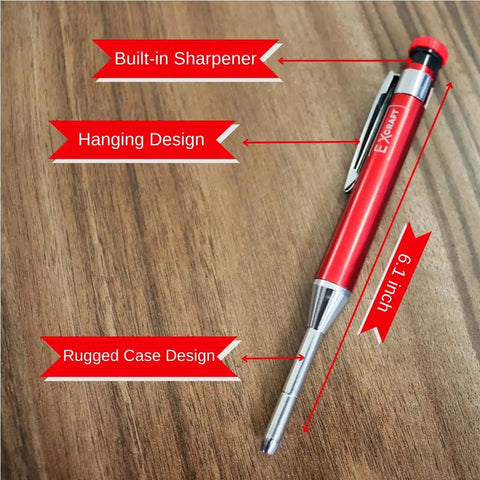 No Nonsense Metal Mechanical Carpenter Pencil With Smooth Glide Action Built In Precision Sharpener Tough As Nails Deep Hole Marking Scribe Tool Jobsite Essential For Rough Timber Crews with rugged case design and built-in sharpener.